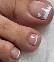 French Heart Toe Nails